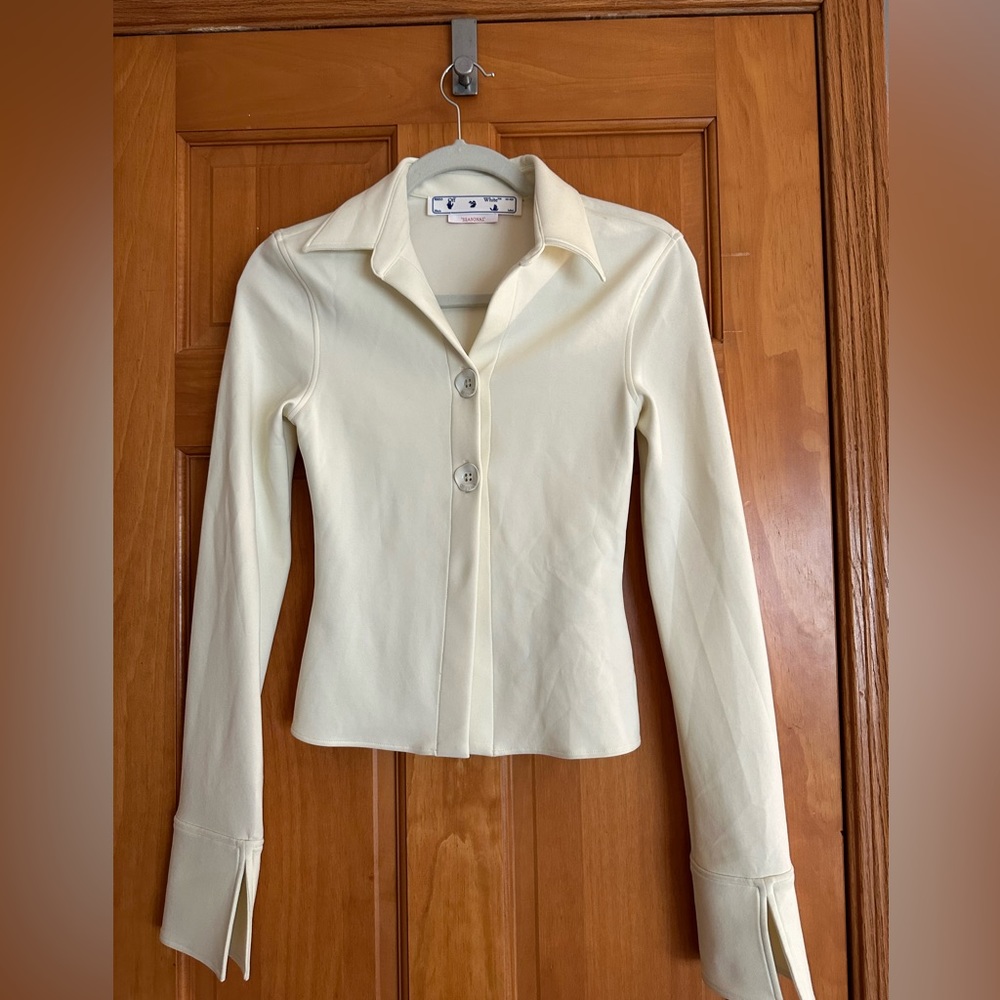 OFF-WHITE Seasonal Sleek Long Sleeve Top in Cream Size Small
